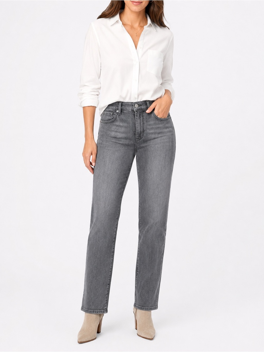 NYDJ Marilyn Straight Gray Stretch Jeans Size 4